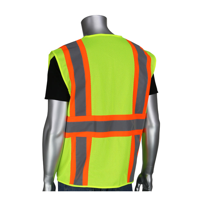 PIP 302-MVZP Type R Class 2 Two-Tone Mesh Safety Vest with Six Pockets