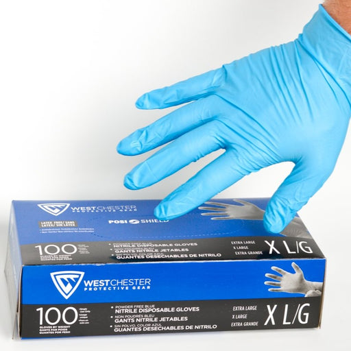 WestChester Blue Nitrile Disposable Gloves Size XL 100/box