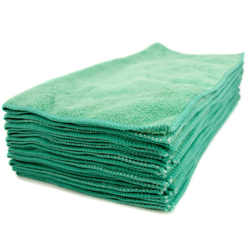 Green 16" x 16" Microfiber Towels 12/Pack