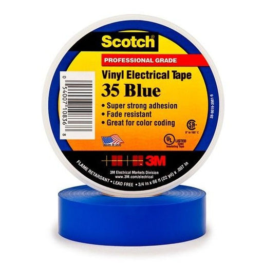 3M Scotch® Vinyl Blue Color Coding Electrical Tape 35, 1/2 in x 20 ft