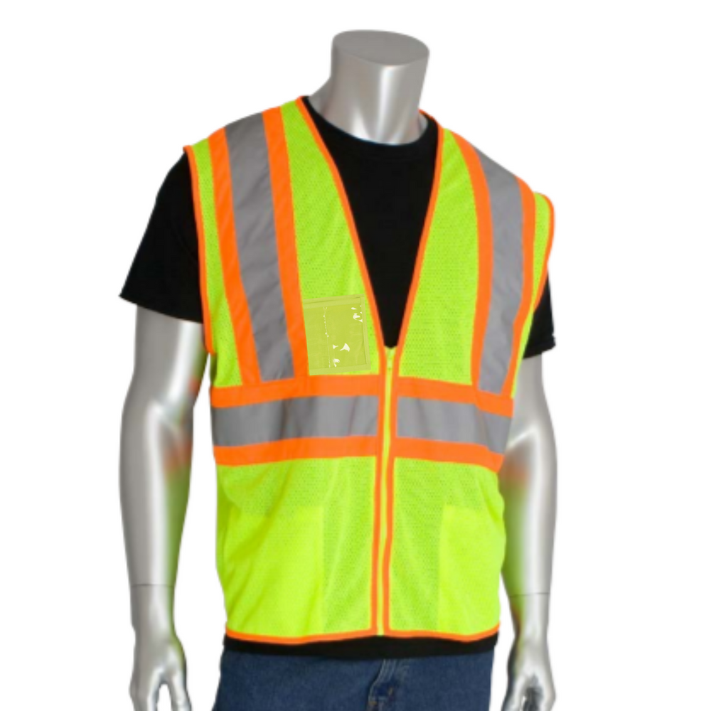 PIP 302-MVZP Type R Class 2 Two-Tone Mesh Safety Vest with Six Pockets